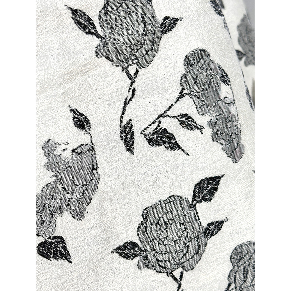 Voy NWT Black White Jacquard Rose Print Puff Sleeve Blouse Small Romantic - Picture 7 of 9